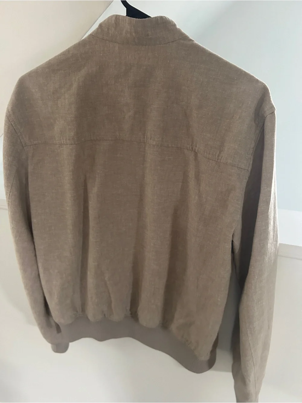 Banana Republic Men's Light Beige Linen Bomber Jacket